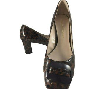 Franco Sarto Womens High Heel Shoes 7.5 M Chunky Heel Leopard Print Medium Heigh